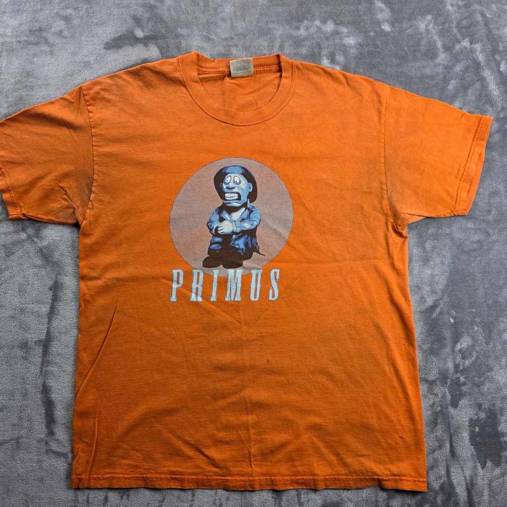 Vintage Hanes Primus T-Shirt Mens Large Orange My Name Is Mud Graphic Band Tee